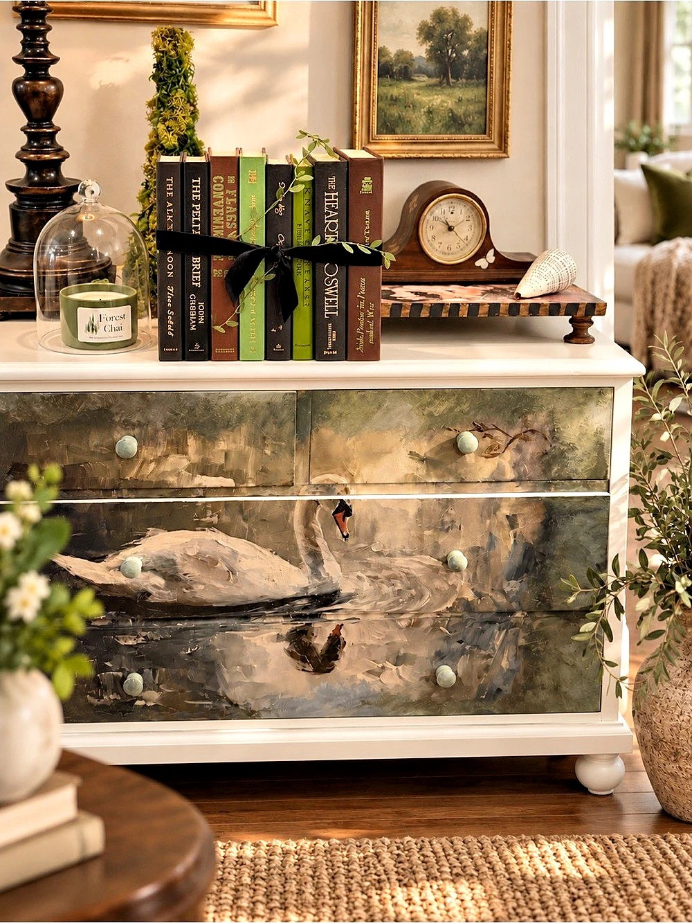 Decorative Book Stack in Greens & Chocolates